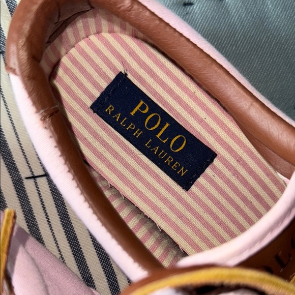 Ralph Lauren Pink and Brown Canvas Sneakers - Picture 2 of 8